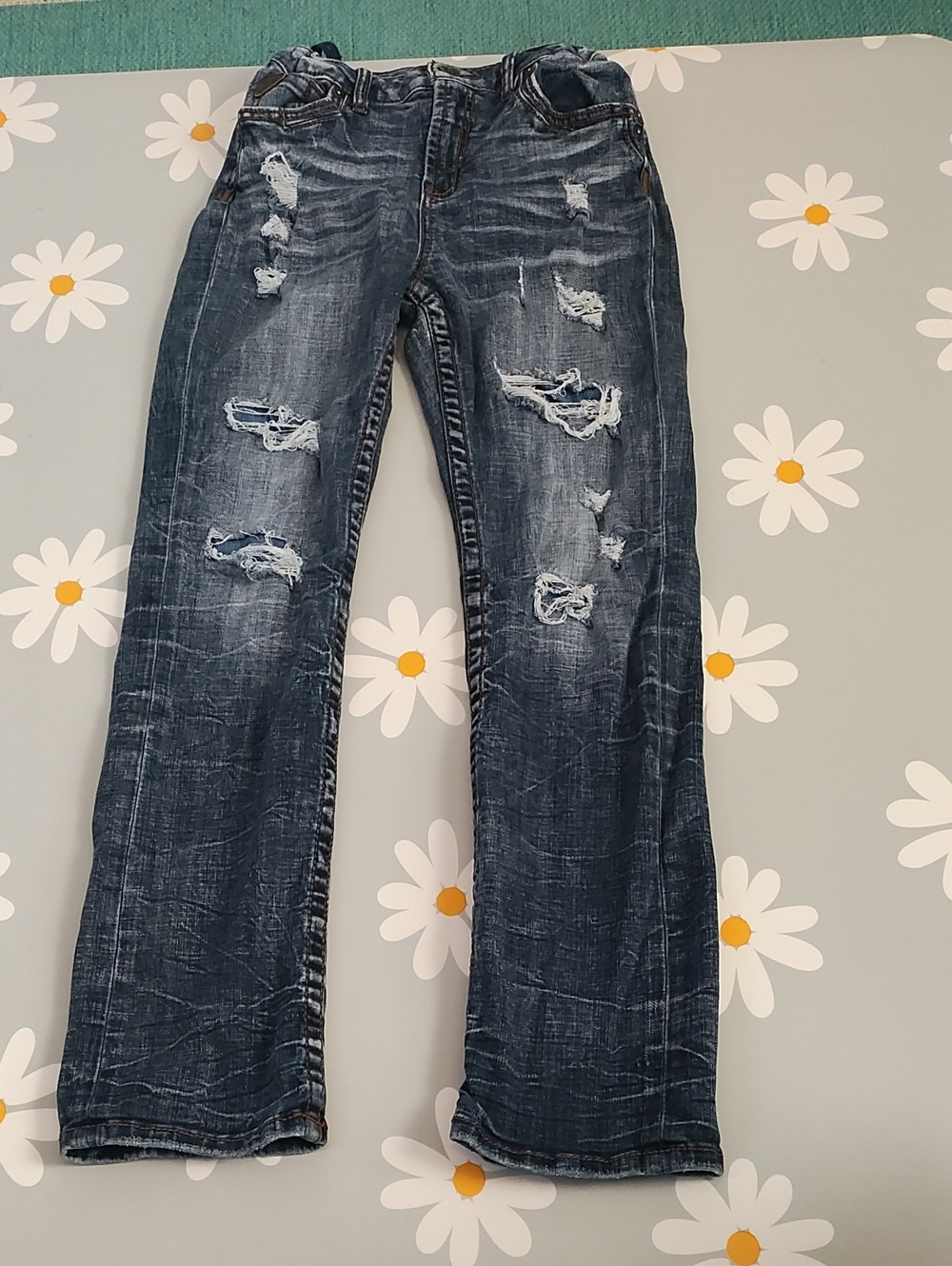 Salvage boys dark denim distressed straight leg jeans